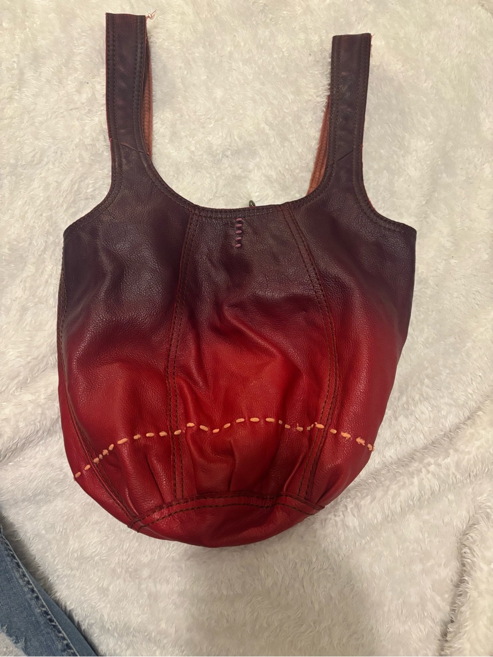 Lucky Brand Ombre Brown to Red Leather Shoulder Bag